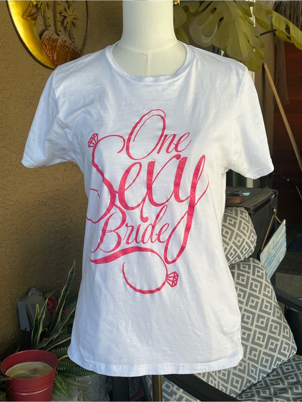 Spencer's White Tee with Pink "One Sexy Bride" Script